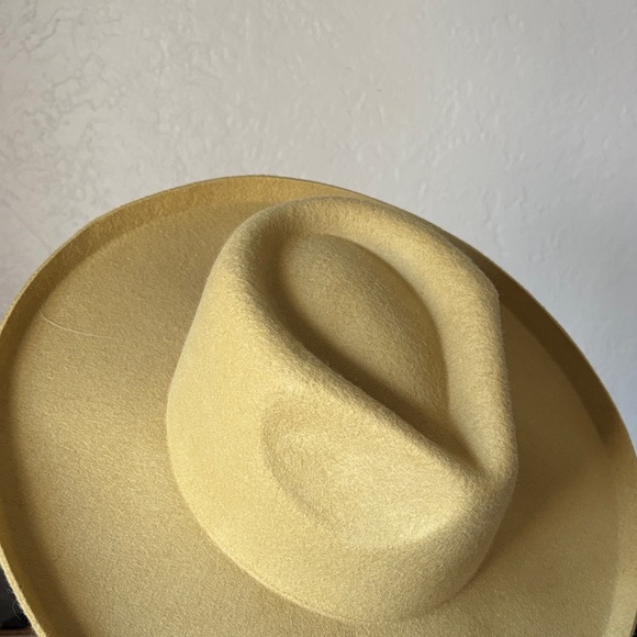 Mustard Yellow Wide Brim Cowboy Hat - Picture 3 of 5